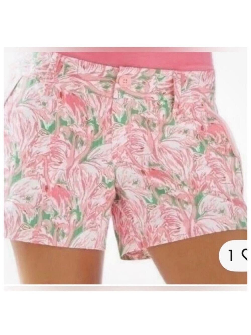 Lilly Pulitzer Buttercup Shorts Flamingo Print Pink Green Size 0